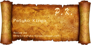 Petyko Kinga névjegykártya